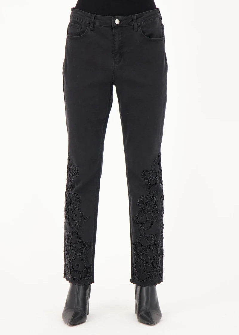 Gabby Isbella - Floral Embroidered Beaded Denim - SALE