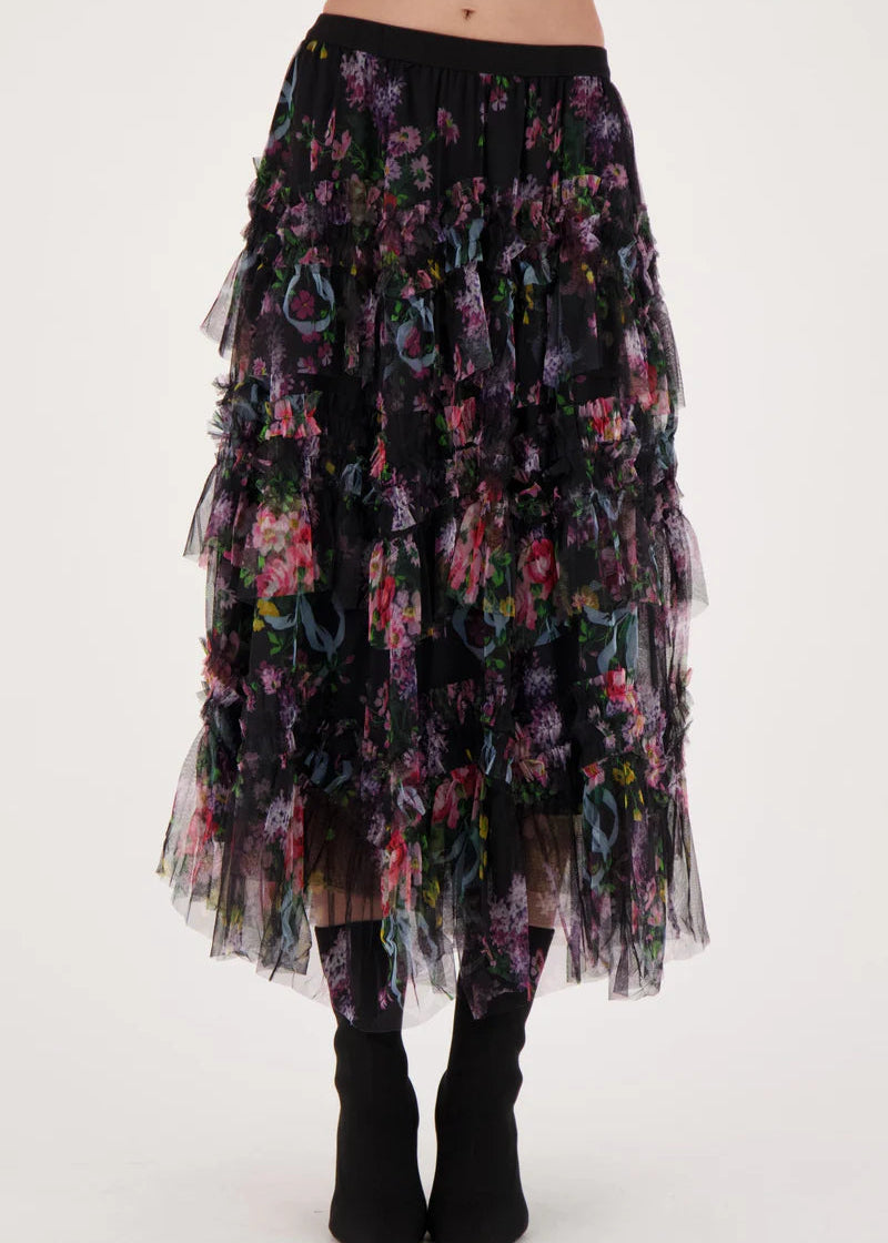 Gabby Isabella - Floral Ruffle Tulle Skirt Print Skirt - SALE