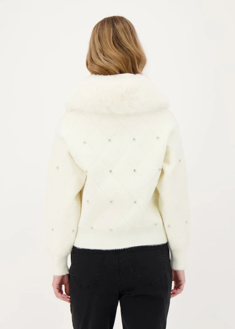 Gabby Isabella - Diamond Studded Detachable Faux Fur Jacket - SALE