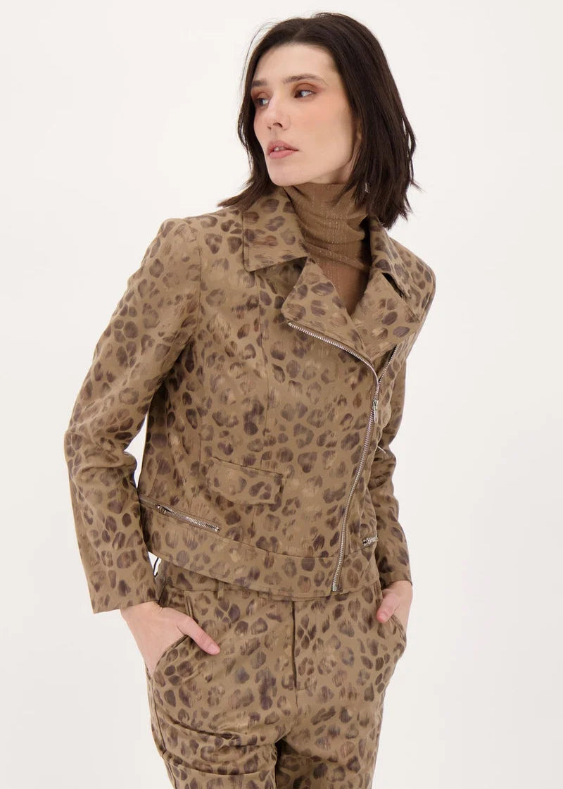 Gabby Isabella - Subtle Vegan Metallic Leopard Biker Jacket