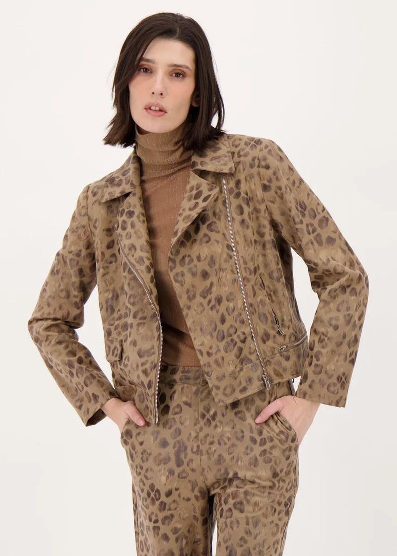 Gabby Isabella - Subtle Vegan Metallic Leopard Biker Jacket