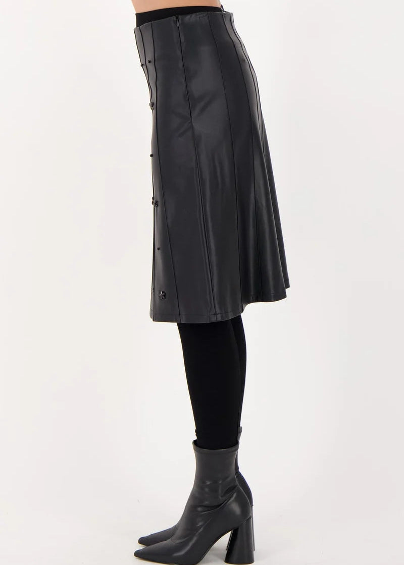 Gabby Isabella - Beaded Pintuck PU Skirt