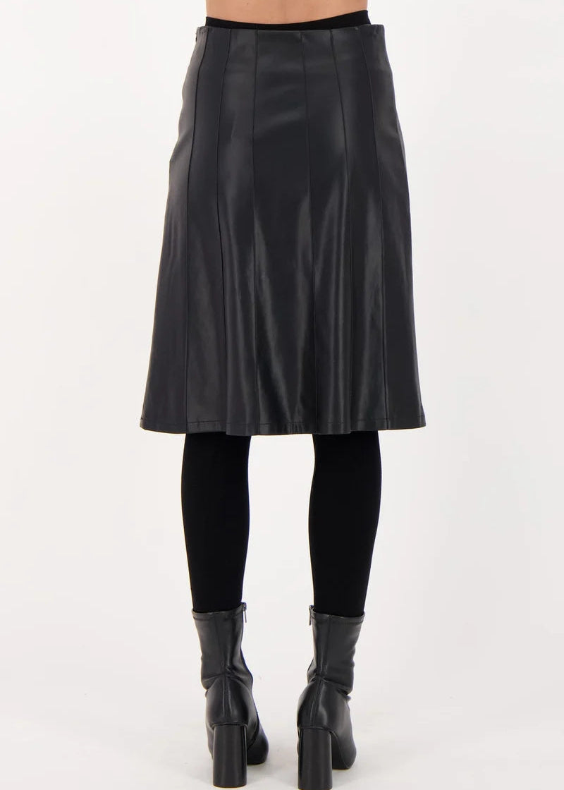 Gabby Isabella - Beaded Pintuck PU Skirt