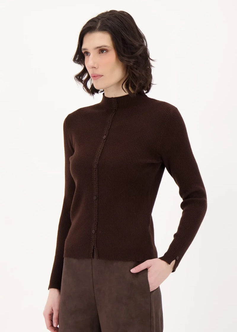Spanner - Front Button And Lace Trim Top