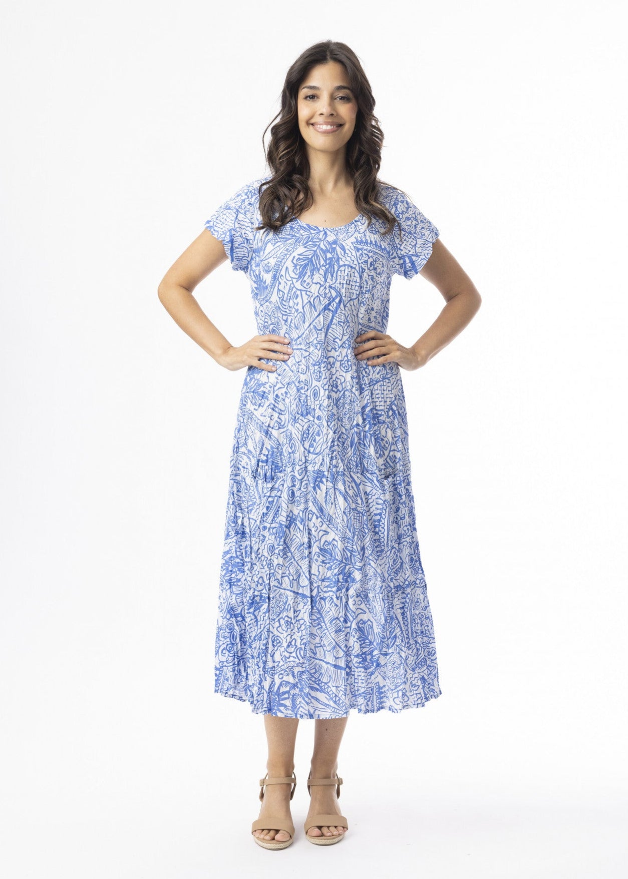 Orientique - Aksharay Blue Dress Bias Pockets