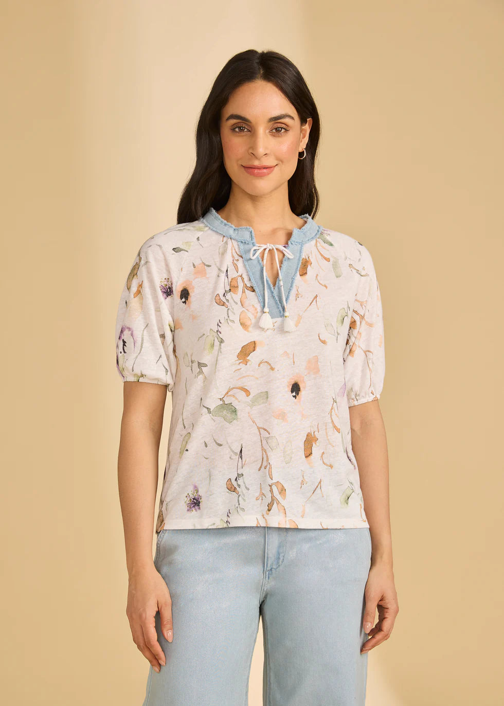 French Dressing Jeans - 3/4 Sleeve Embellished Delicate Top - SALE - ONLINE EXCLUSIVE