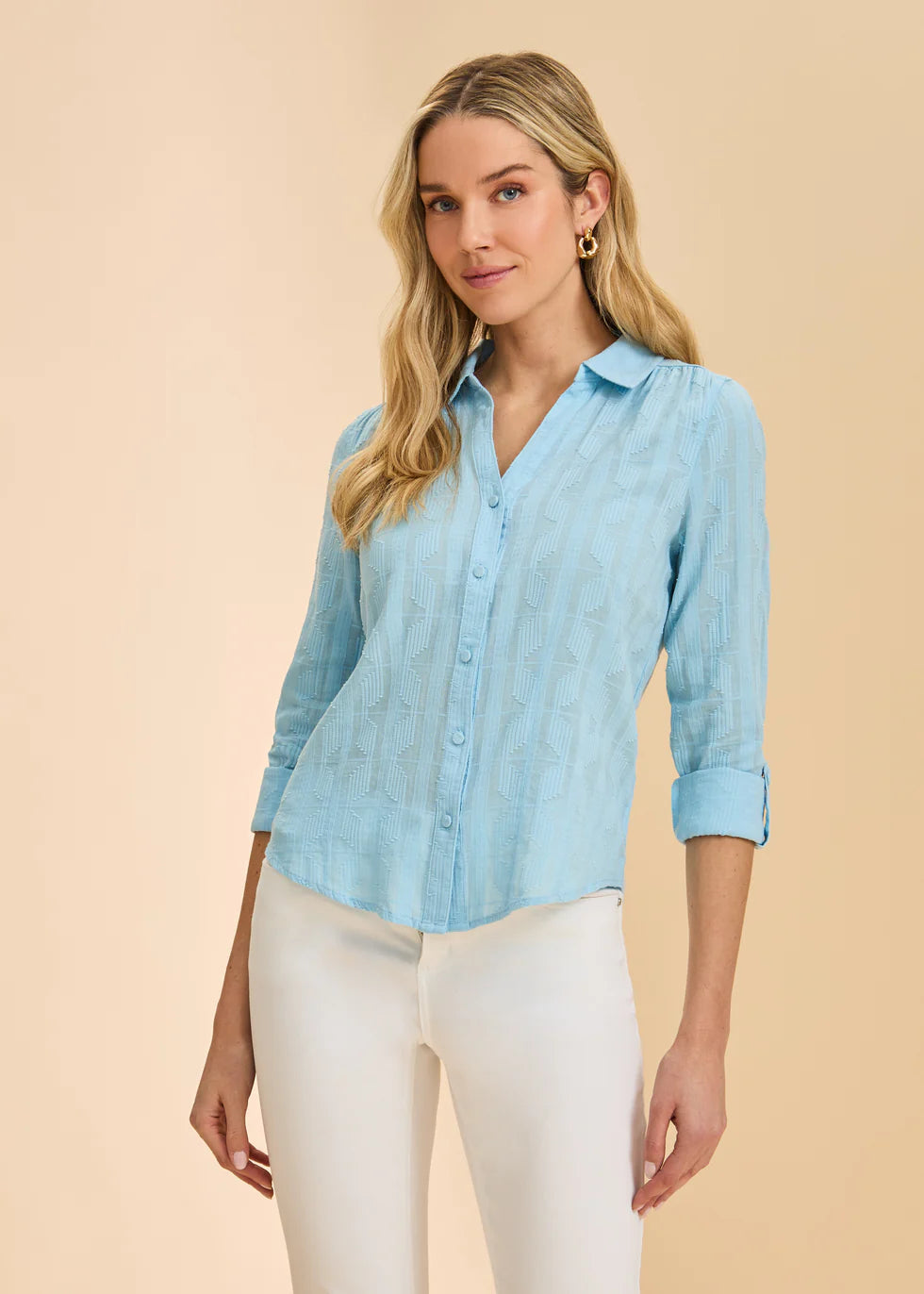 French Dressing Jeans - Long Sleeve Split Neck Button Shirt - SALE - ONLINE EXCLUSIVE