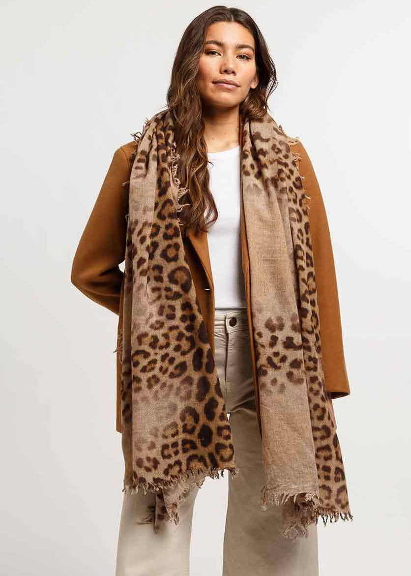 V Fraas - Pure Wool Stole With Animal Print