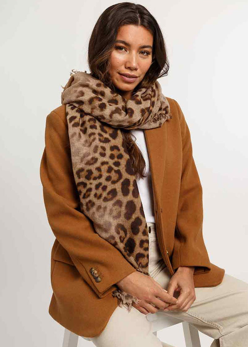 V Fraas - Pure Wool Stole With Animal Print
