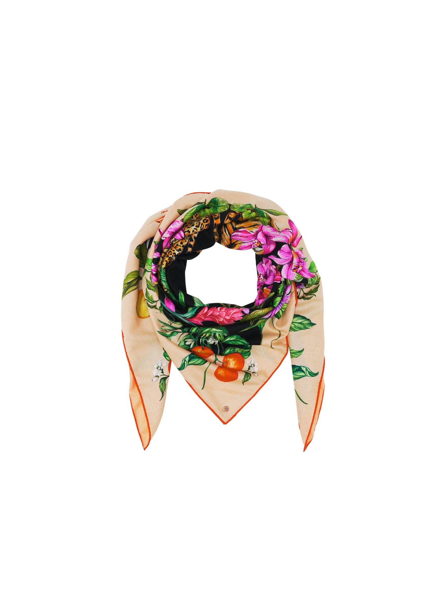 V Fraas - XL Square Made Of Wool And Silk With a Jungle Design