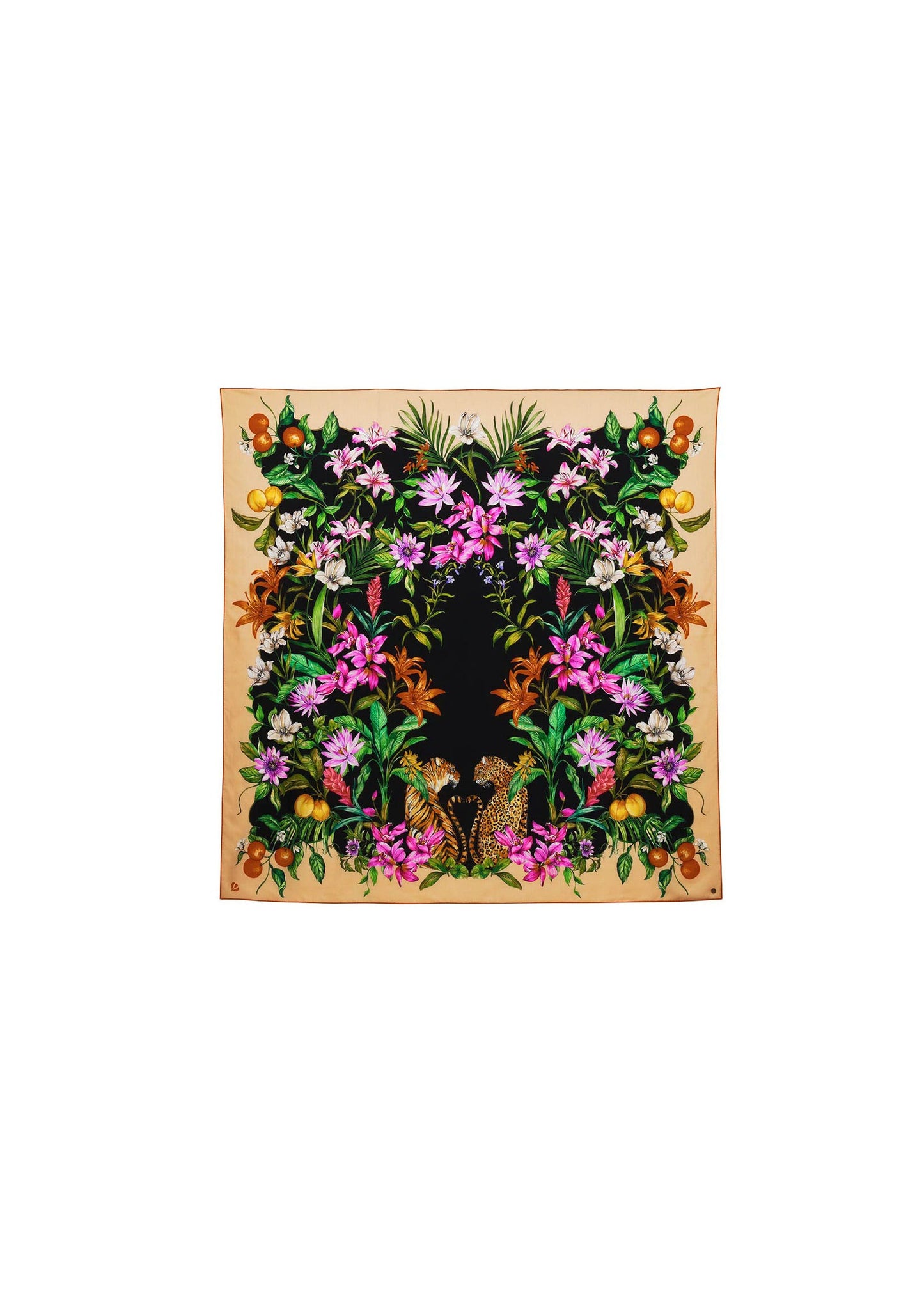 V Fraas - XL Square Made Of Wool And Silk With a Jungle Design