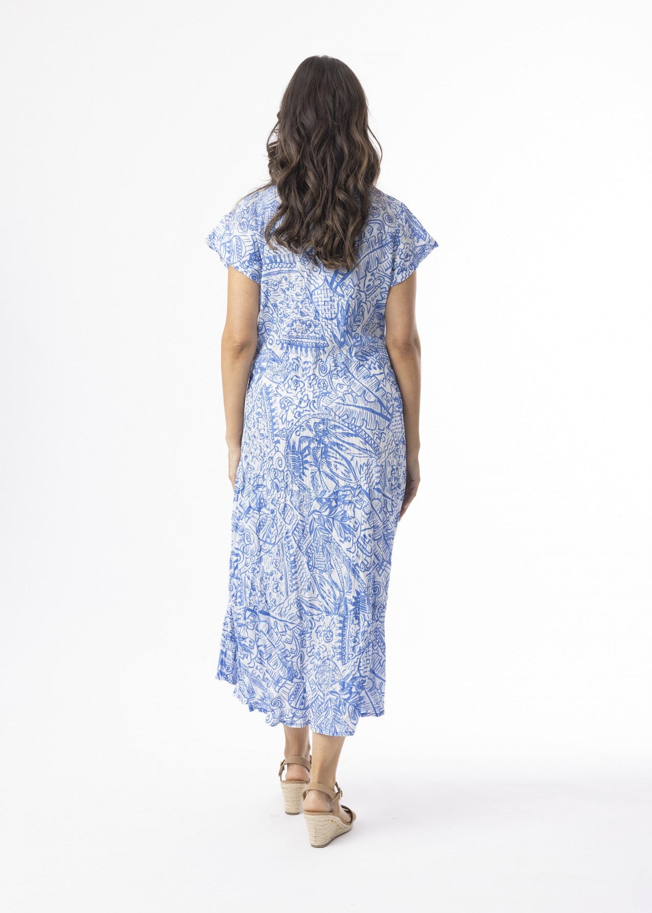 Orientique - Aksharay Blue Dress Bias Pockets