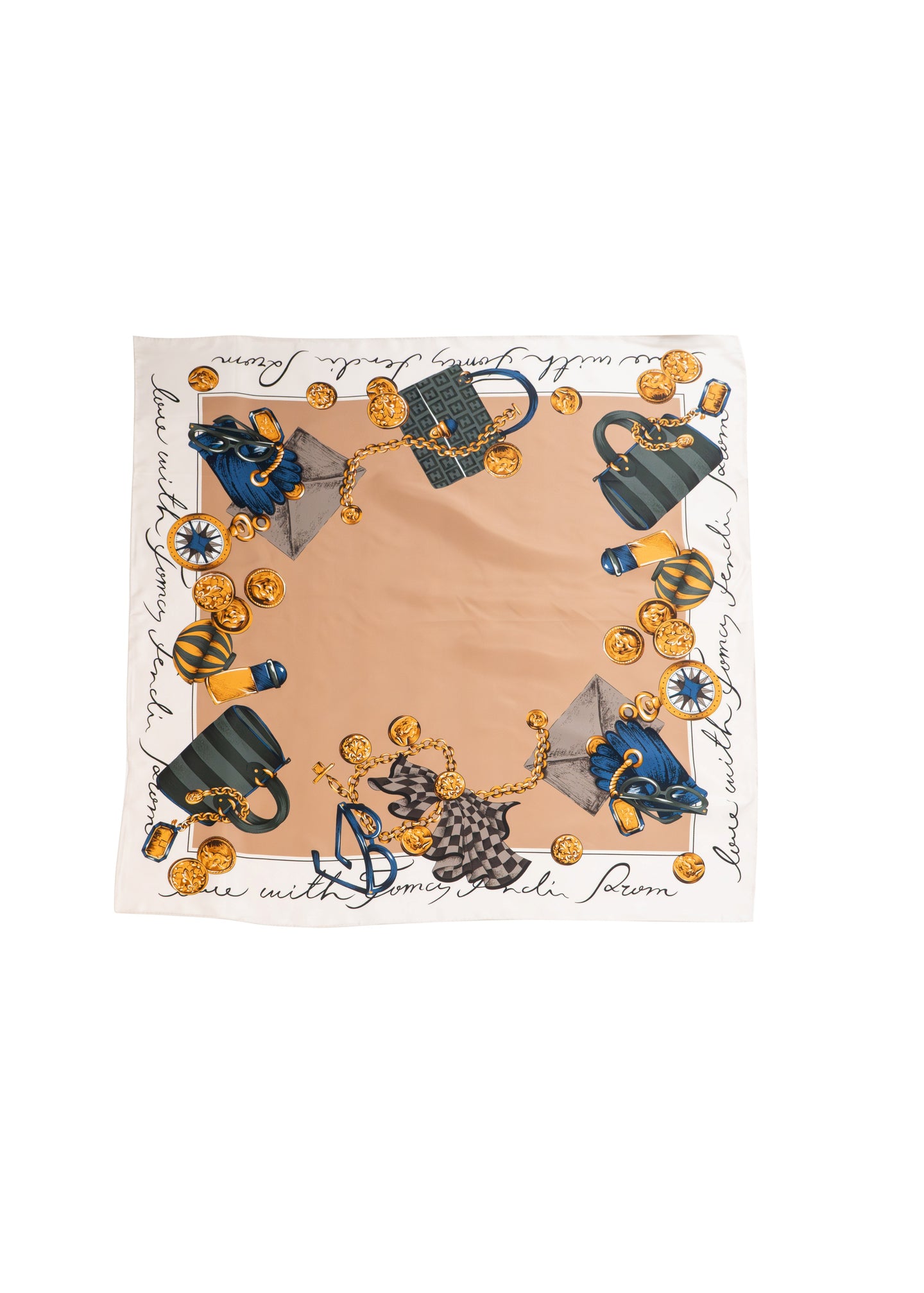 Brown Accessories Print Silk Scarf