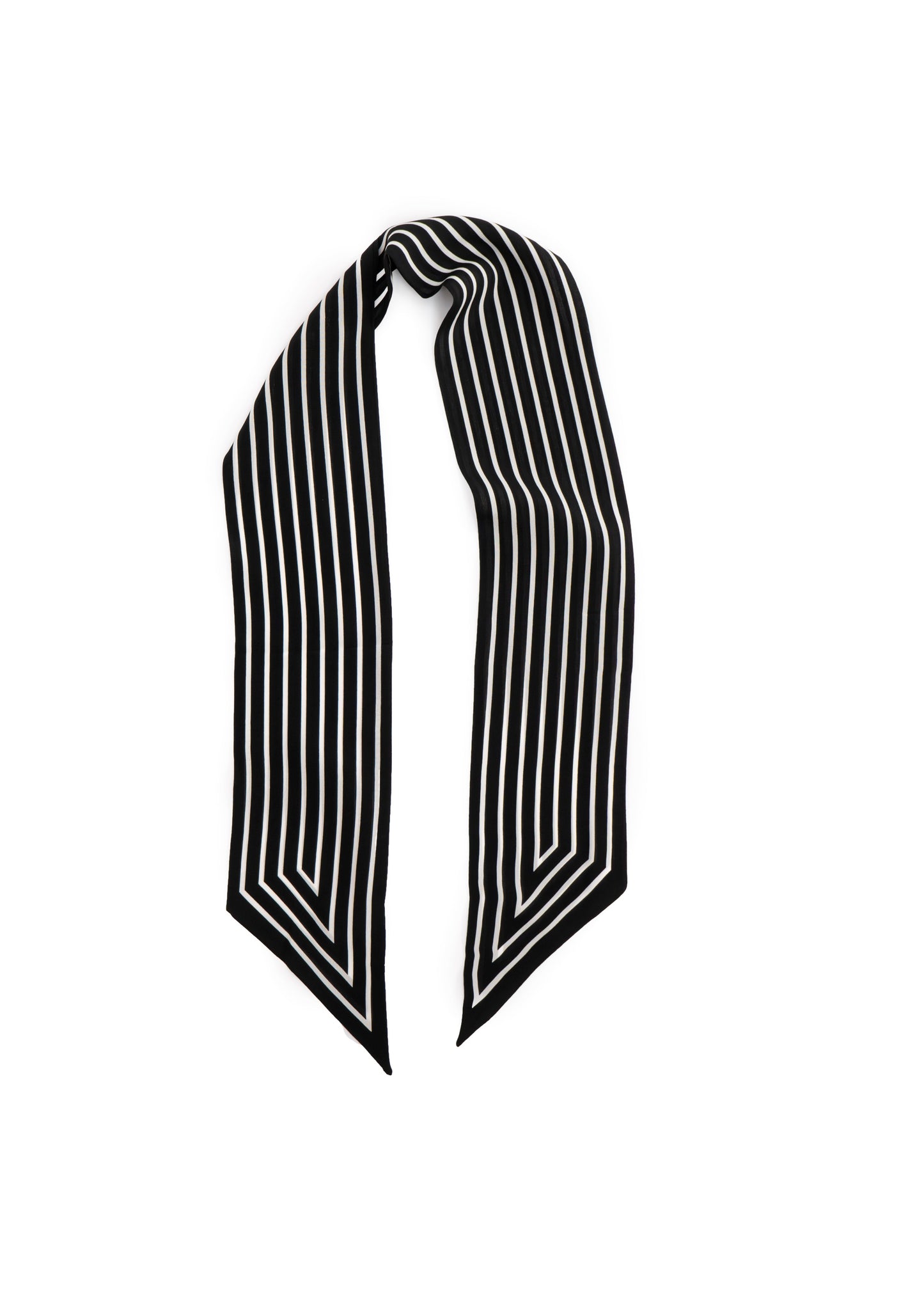 B&W Lines Long Silk Scarf