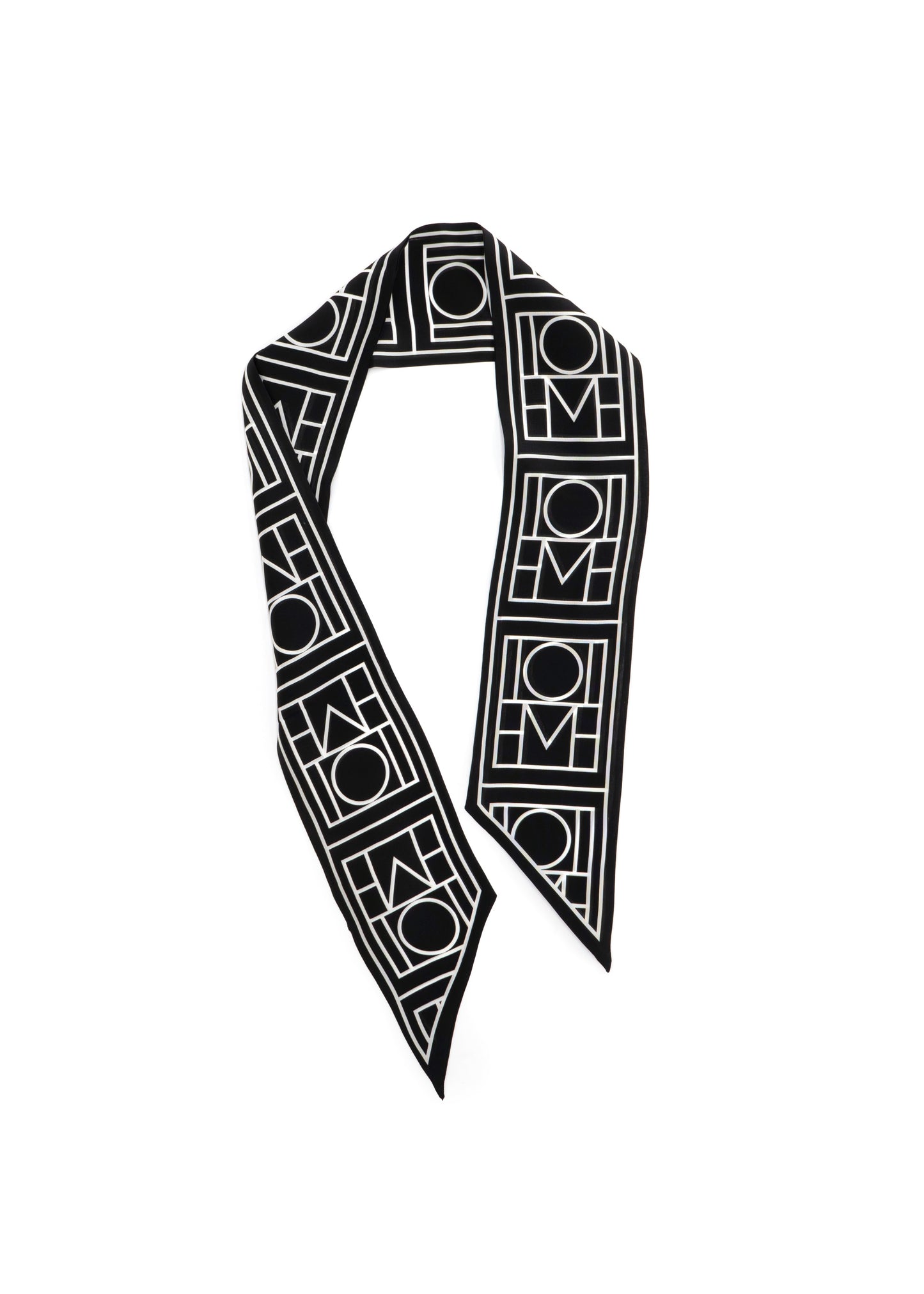 Geo Print Long Silk Scarf