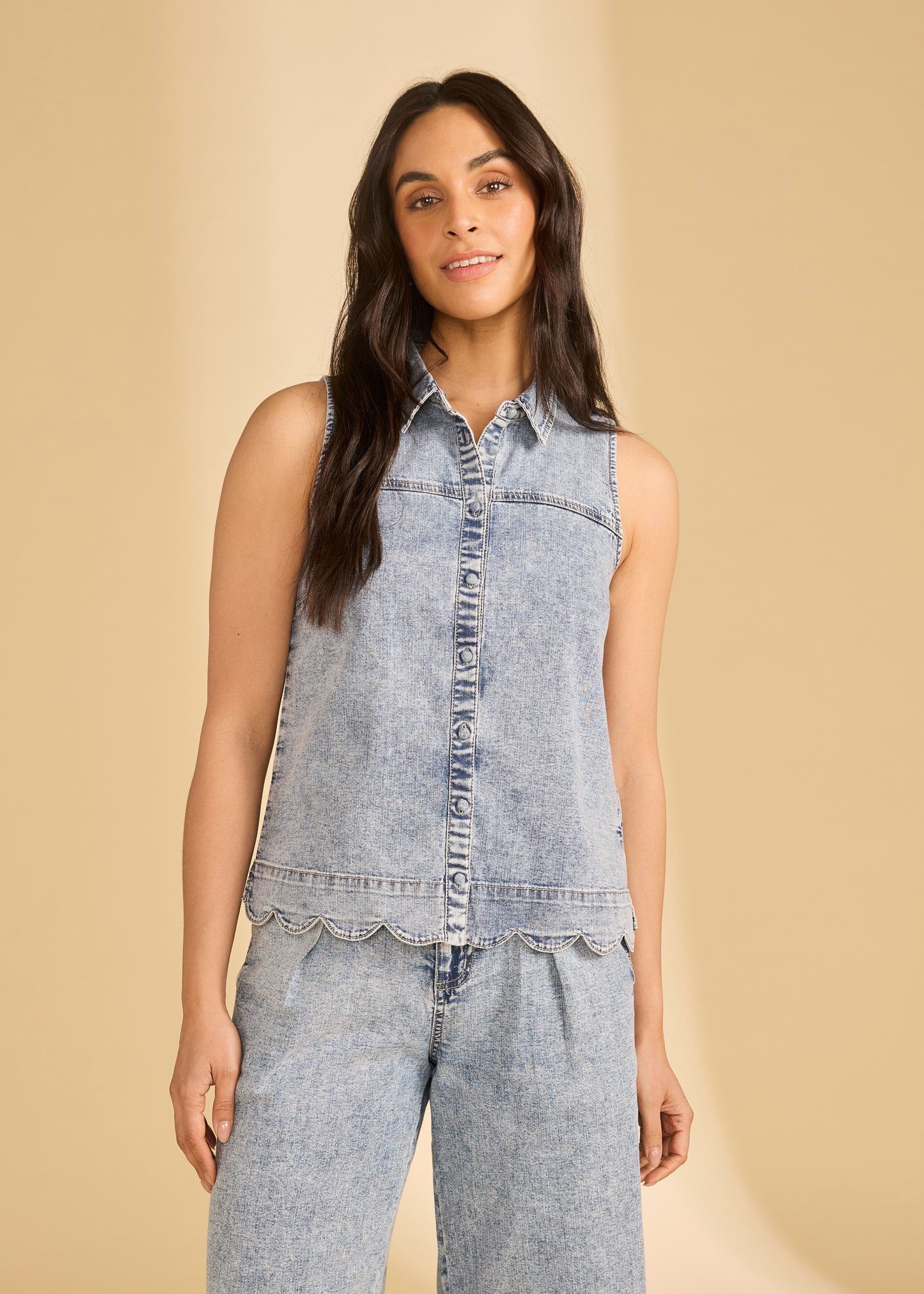 Jeans French Dressing - Chemise sans manches à festons