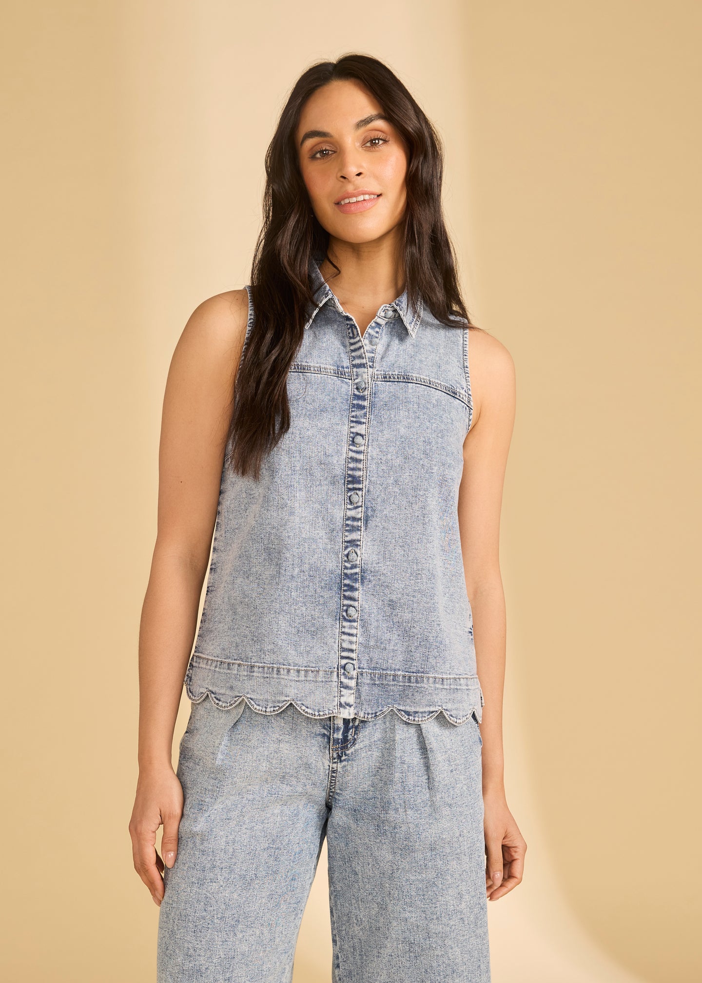 Jeans French Dressing - Chemise sans manches à festons