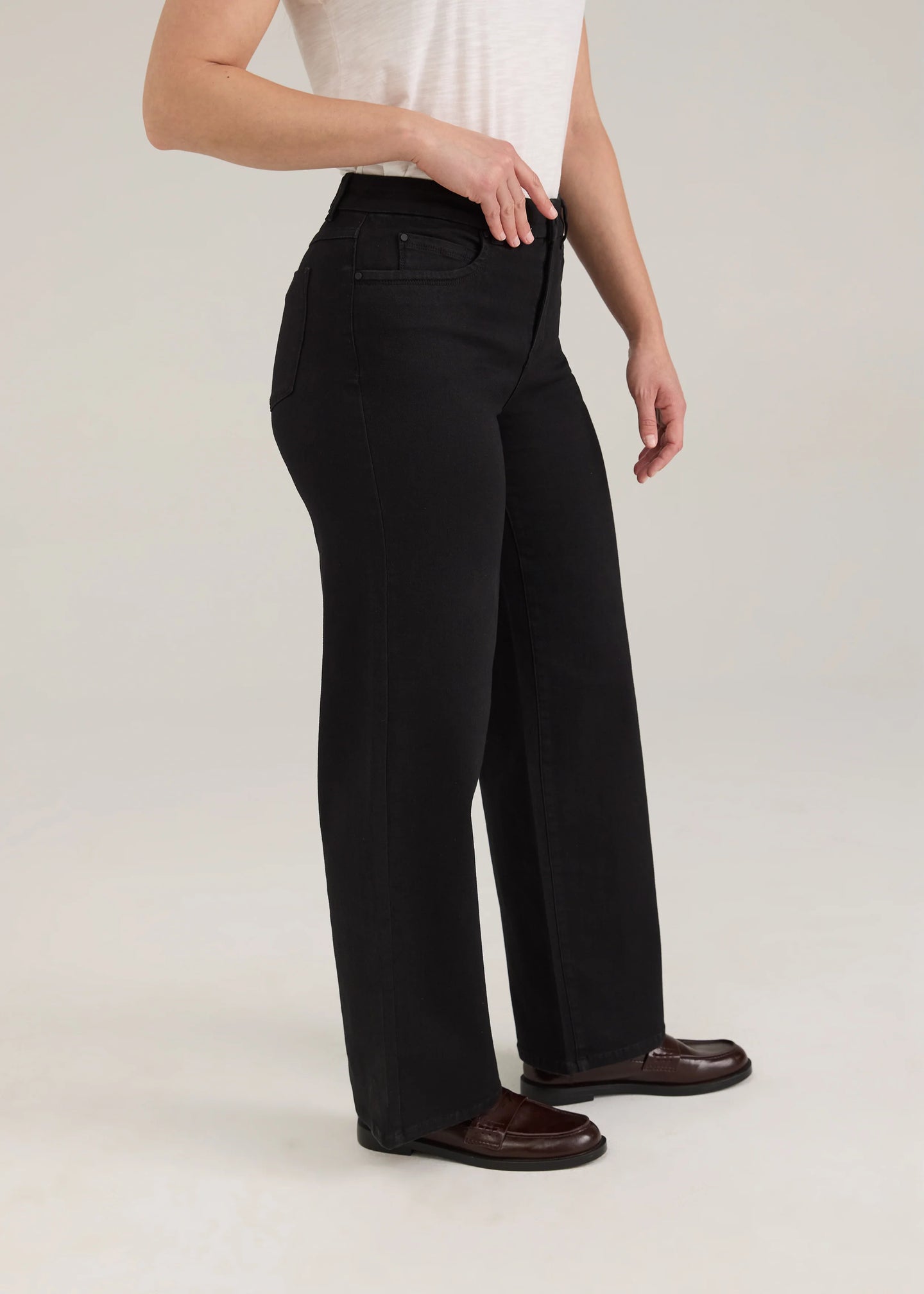 French Dressing Jeans - Mid-Rise Olivia Wide Leg Jean - Black