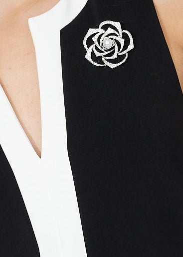 Compli K - V-neck Dress with Brooch - SALE