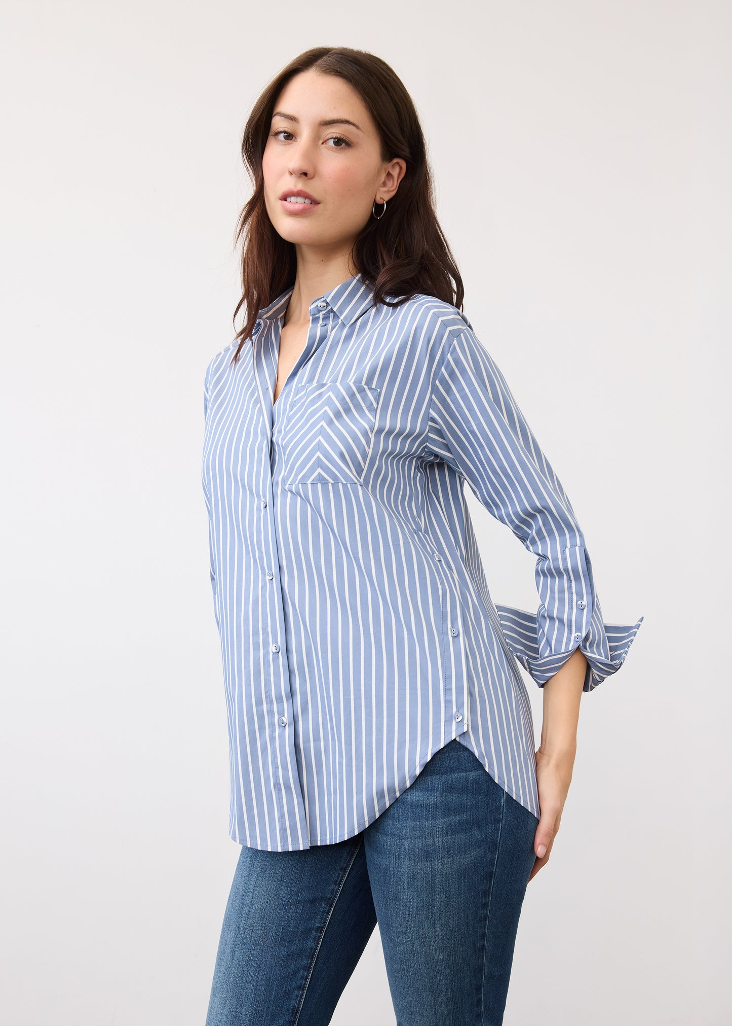 French Dressing Jeans - Stretch Poplin Striped Blouse
