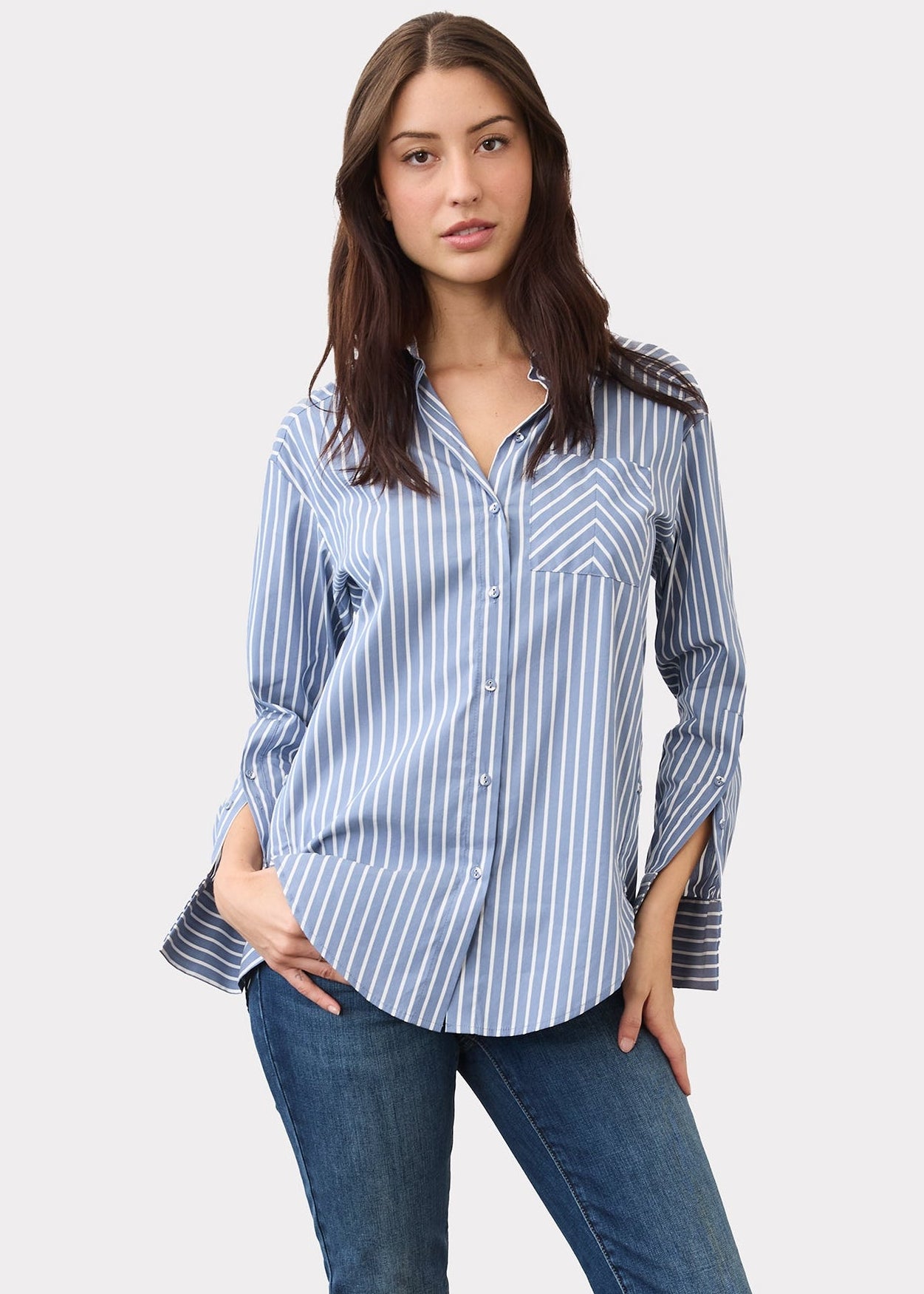 French Dressing Jeans - Stretch Poplin Striped Blouse