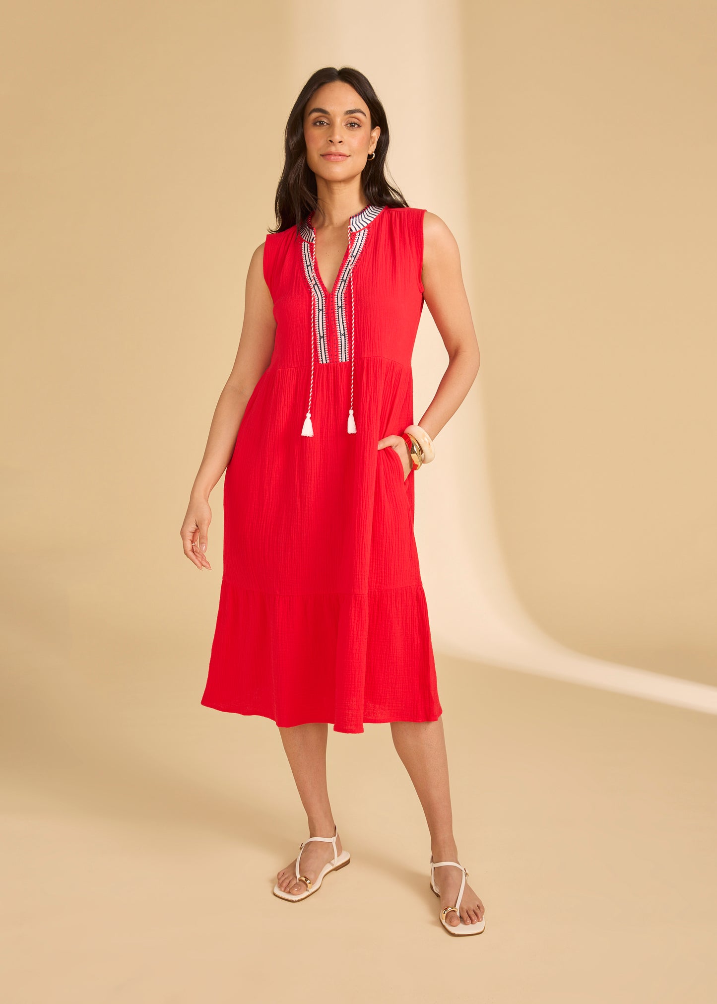 French Dressing Jeans - Cap Sleeve Tiered Midi Dress