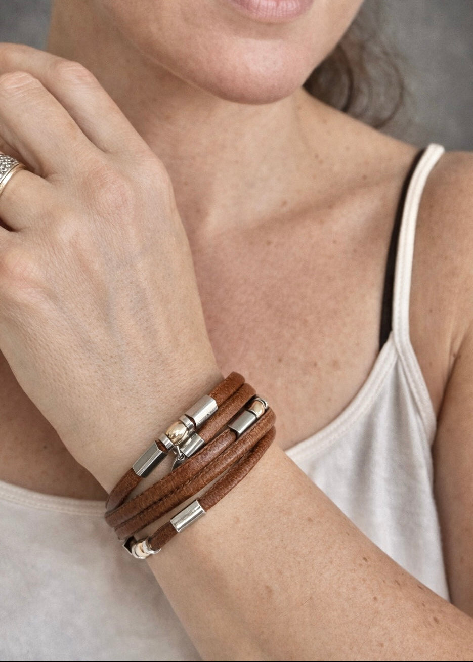 Design Fixation - Double Prism Coil Bracelet Mixed Metal