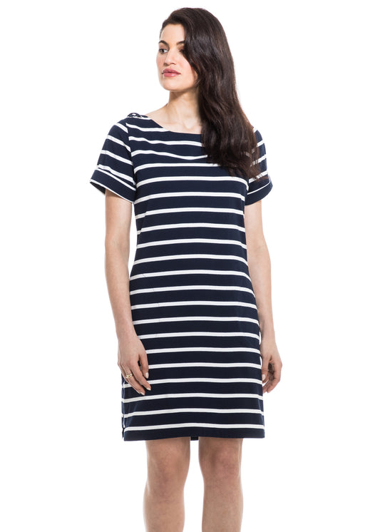 Orly - Striped Boatneck Short Dress