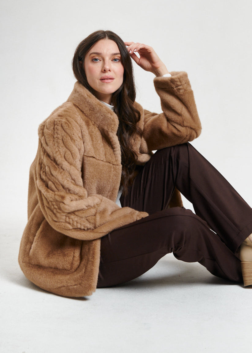 Nikki Jones - Reversible Shearling to Cable Faux Fur Coat - SALE