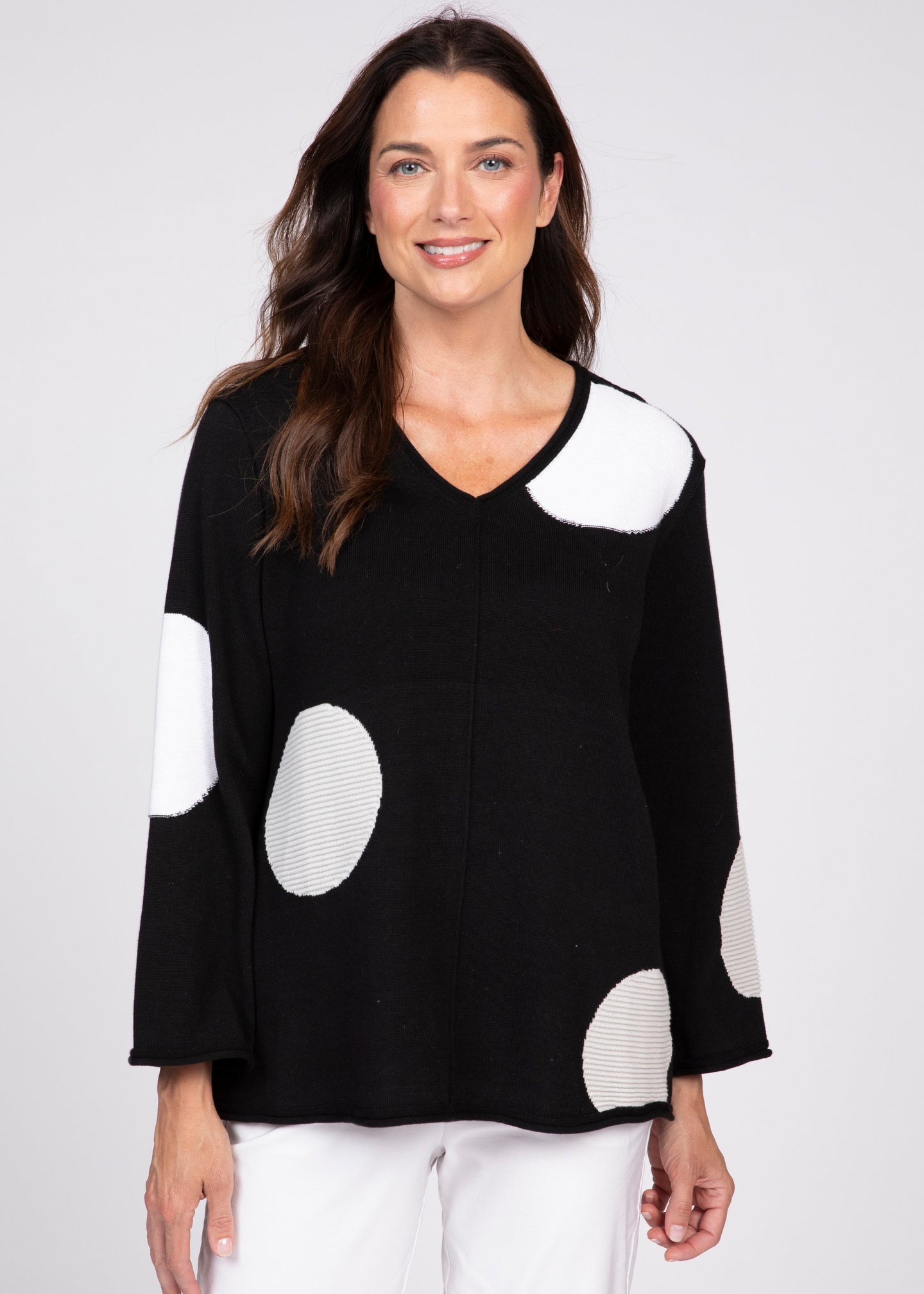 Olivia - Mixed Dot V Neck