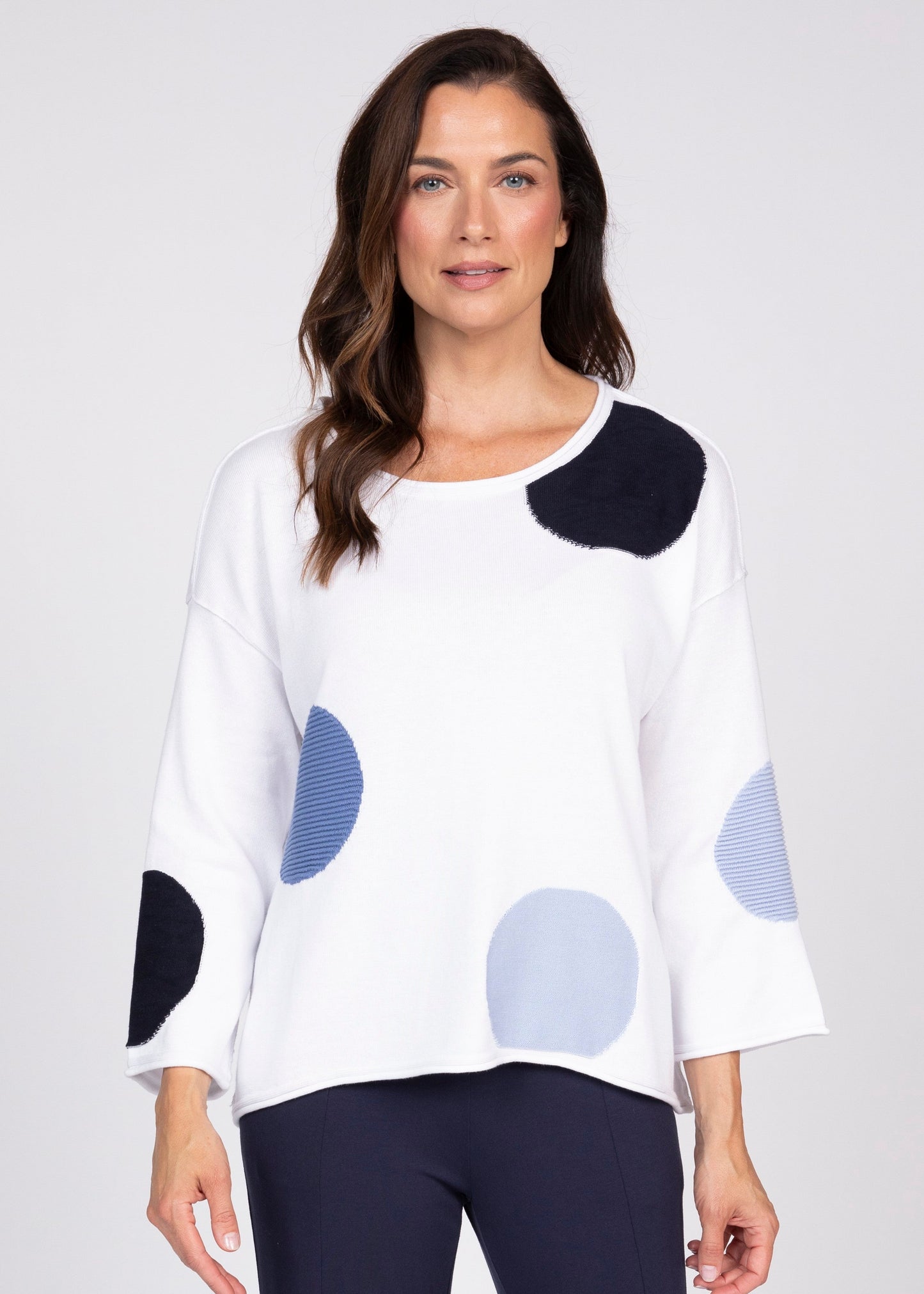 Olivia - Mixed Dot Round Neck Top