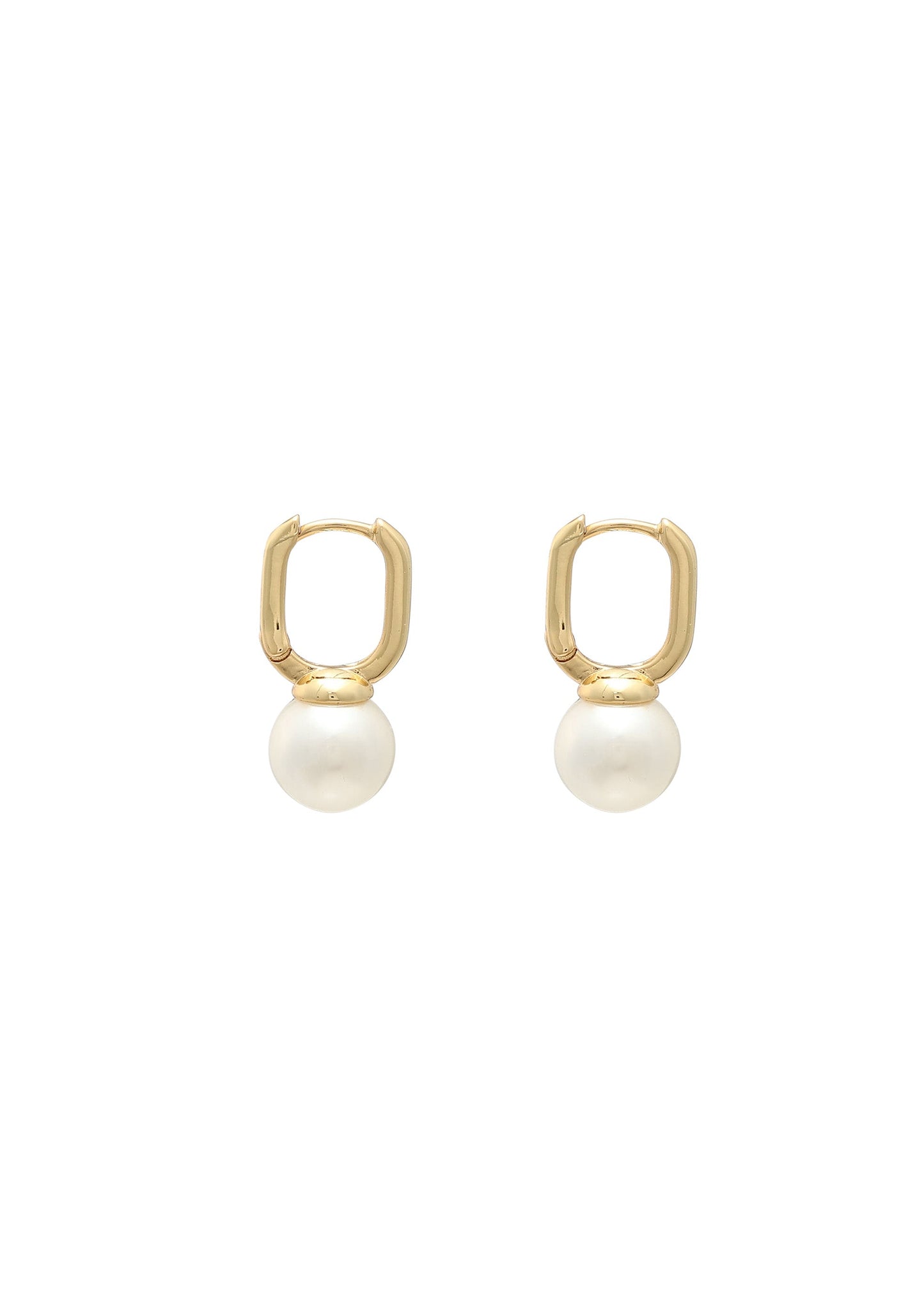 Merx - Rectangular Huggie Hoop & Pearl Drop Earrings
