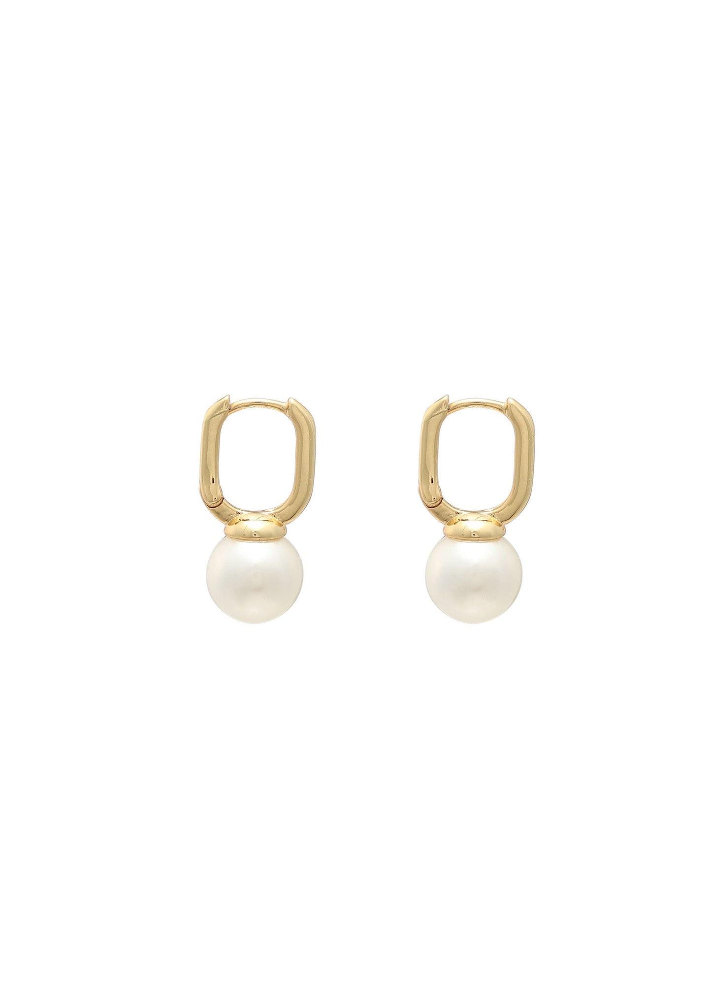 Merx - Rectangular Huggie Hoop & Pearl Drop Earrings