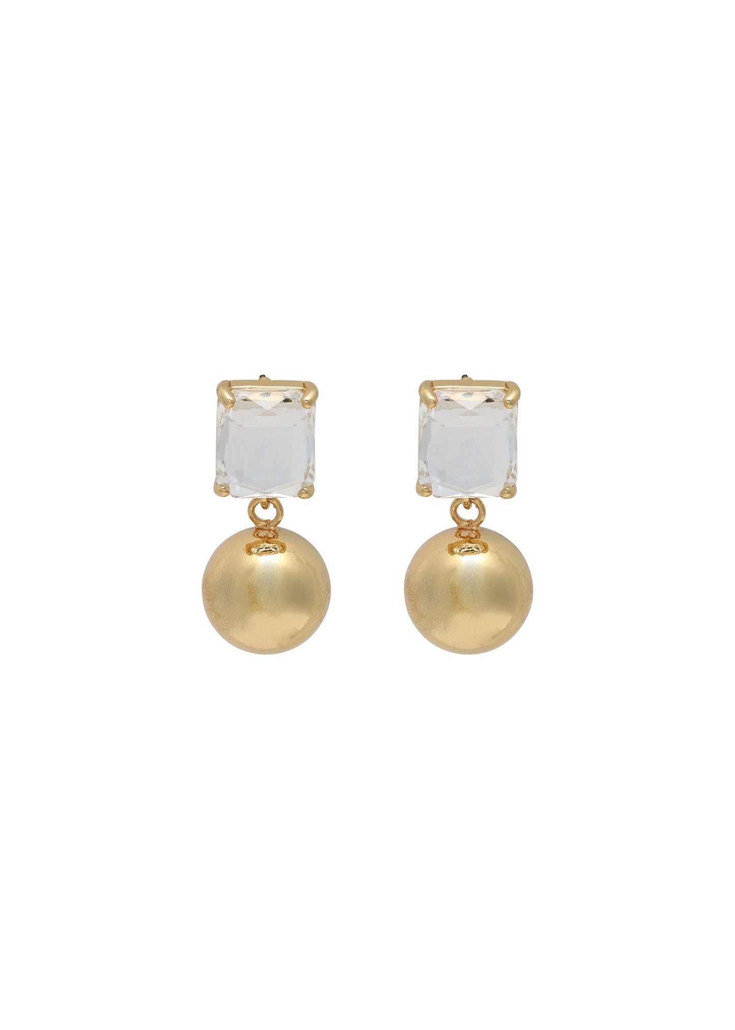 Merx - Square Crystal & Ball Drop Earrings