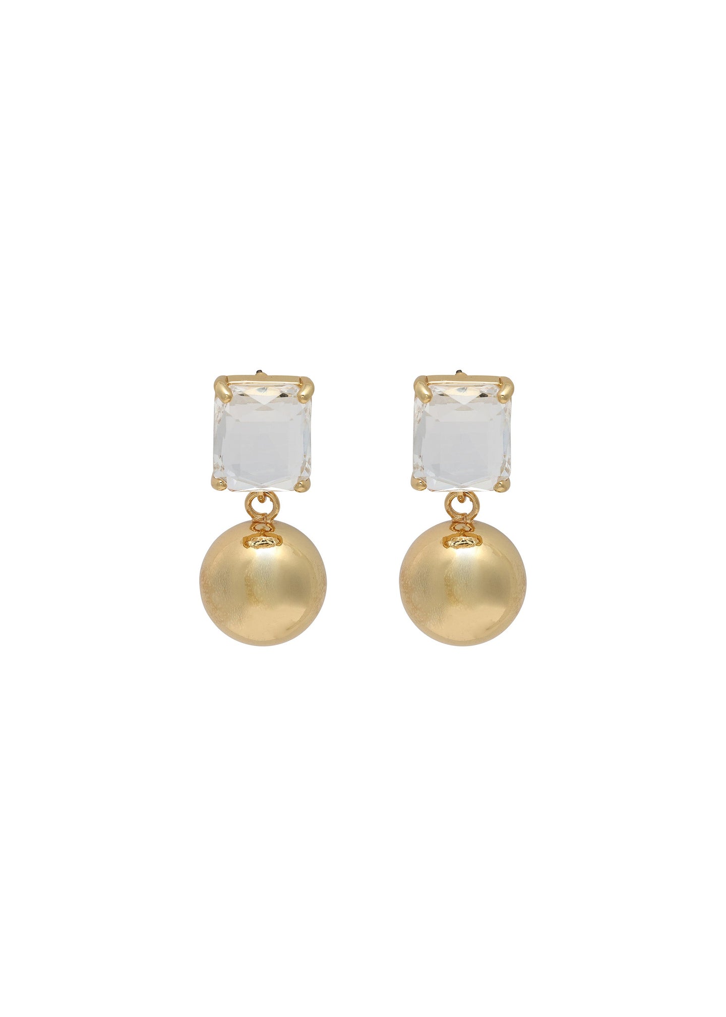 Merx - Square Crystal & Ball Drop Earrings