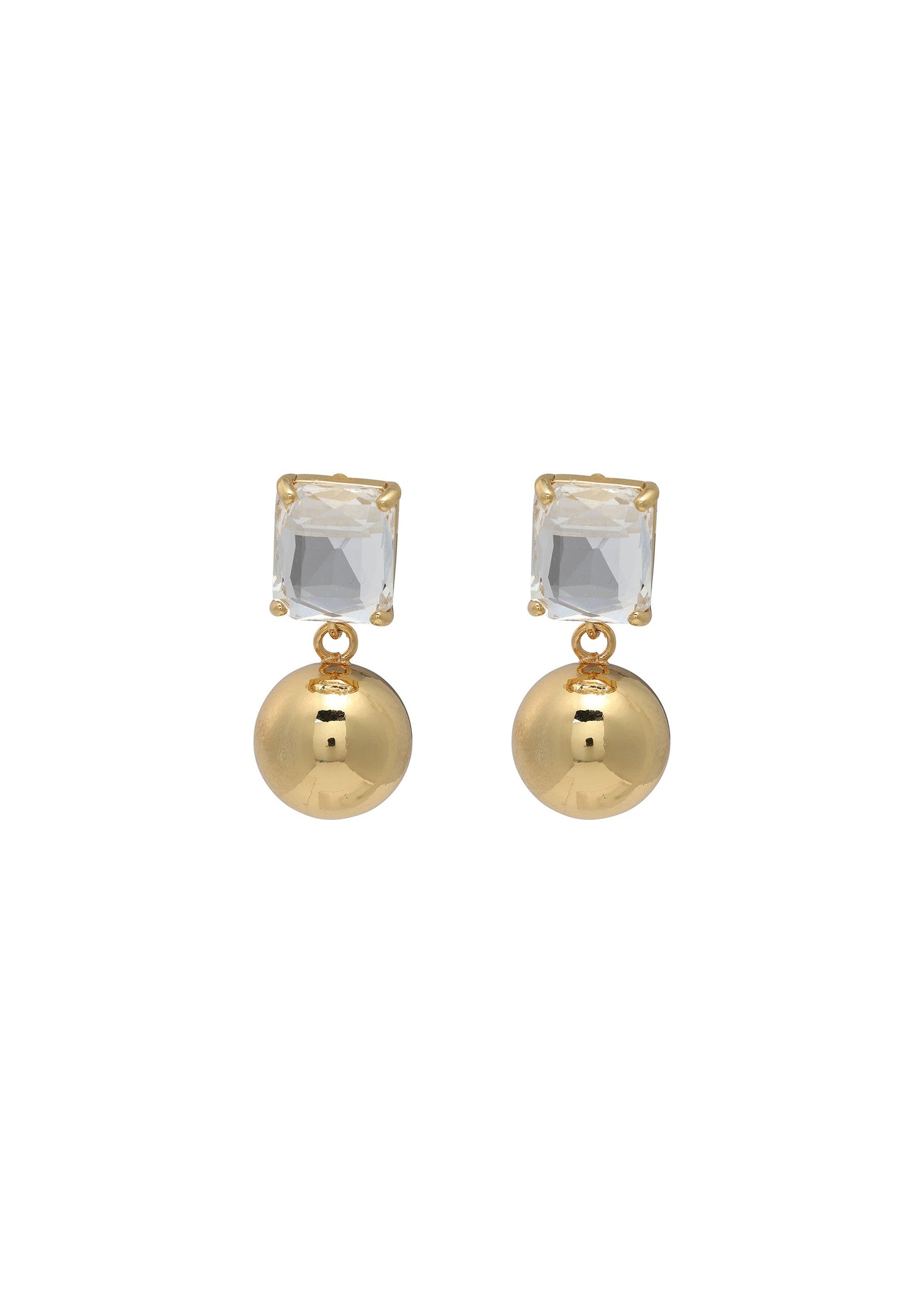 Merx - Square Crystal & Ball Drop Earrings