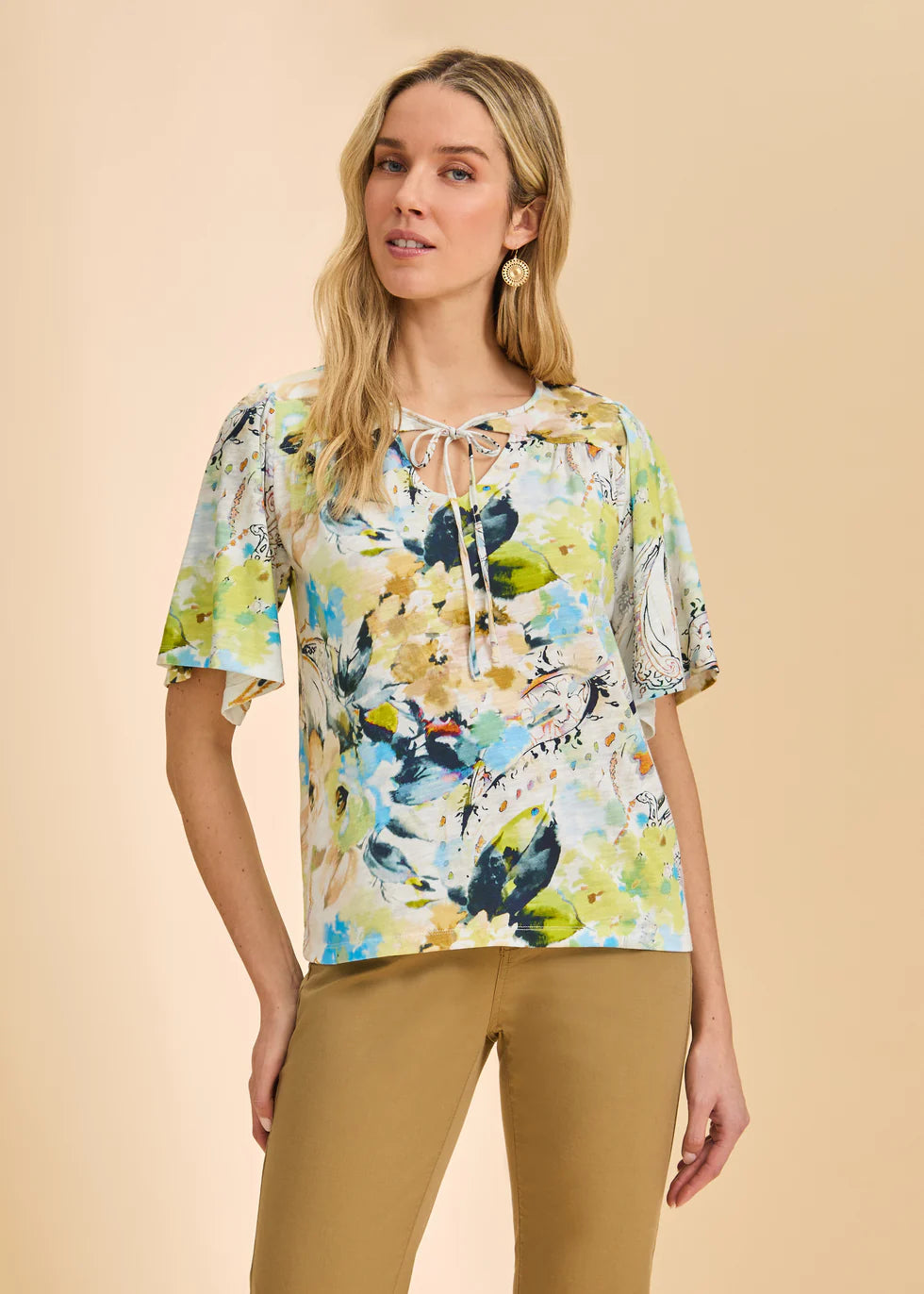 French Dressing Jeans - Short Sleeve V Neck Paisley Top - SALE - ONLINE EXCLUSIVE