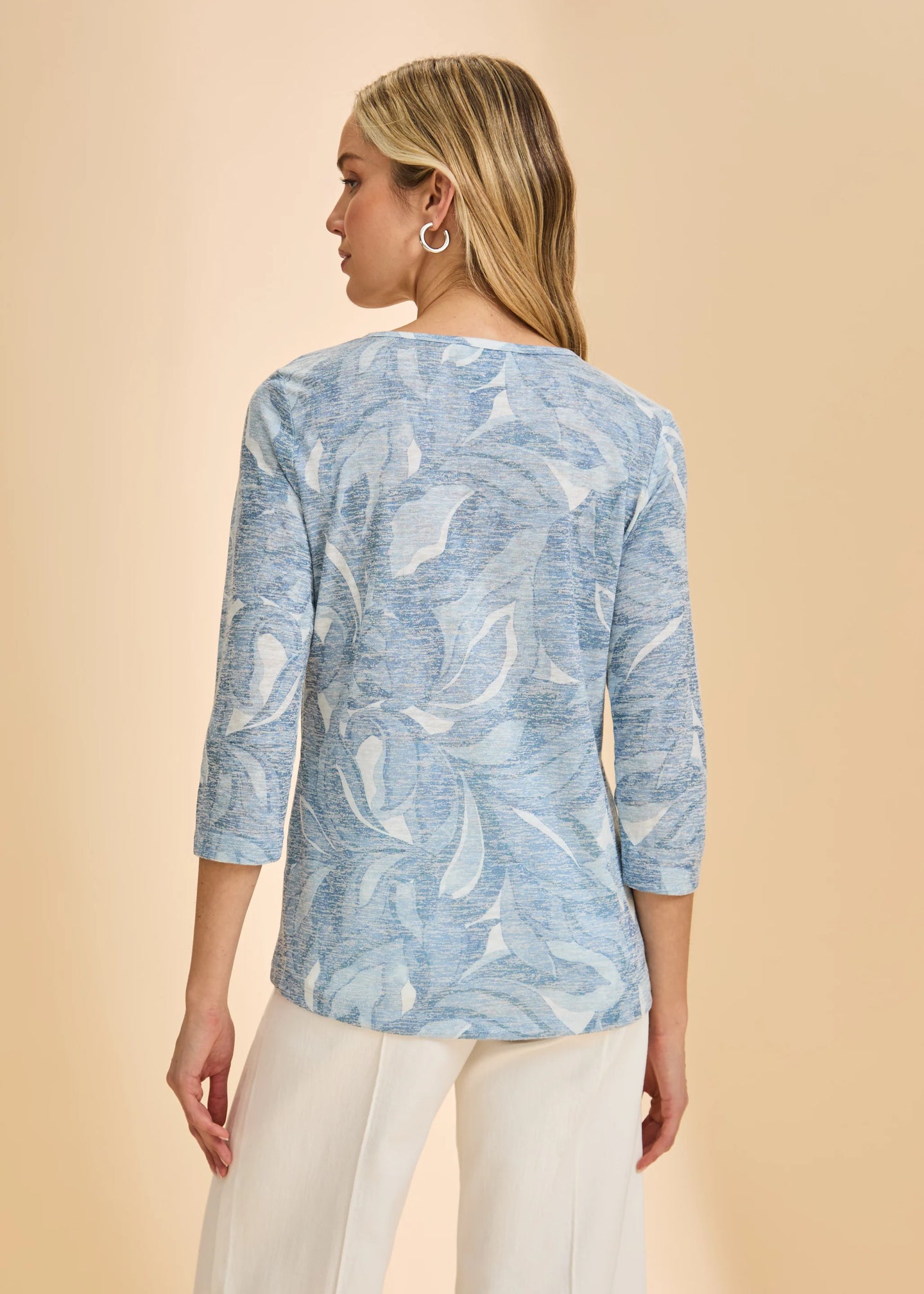 French Dressing Jeans - 3/4 Sleeve Notch Neck Top Indigo  - SALE - ONLINE EXCLUSIVE