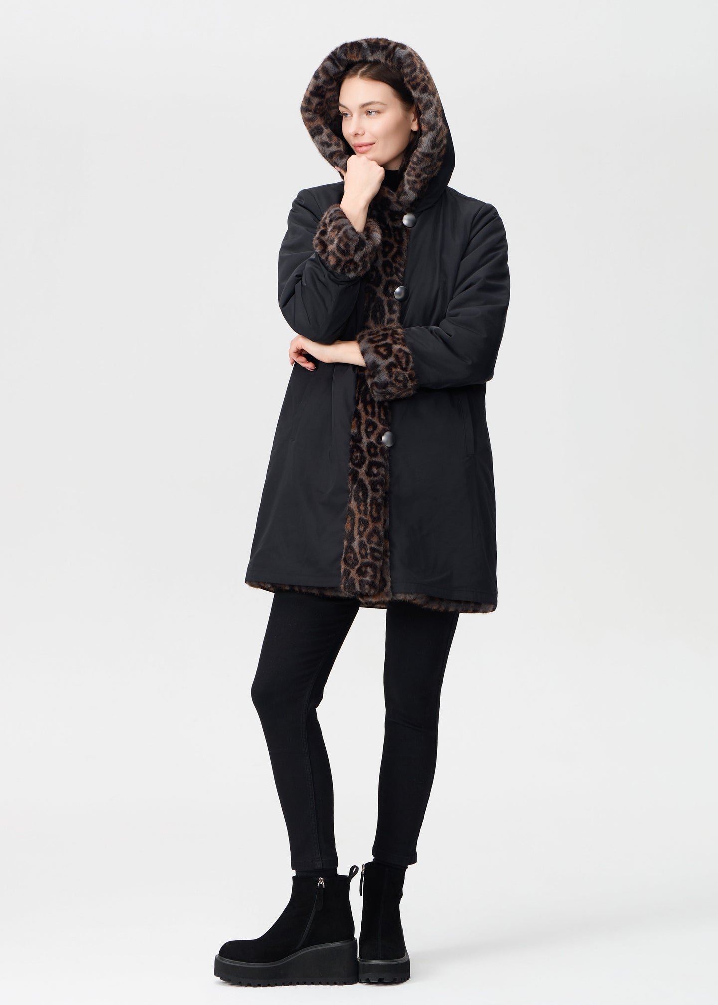 Nikki Jones - Reversible Printed Faux Fur Coat