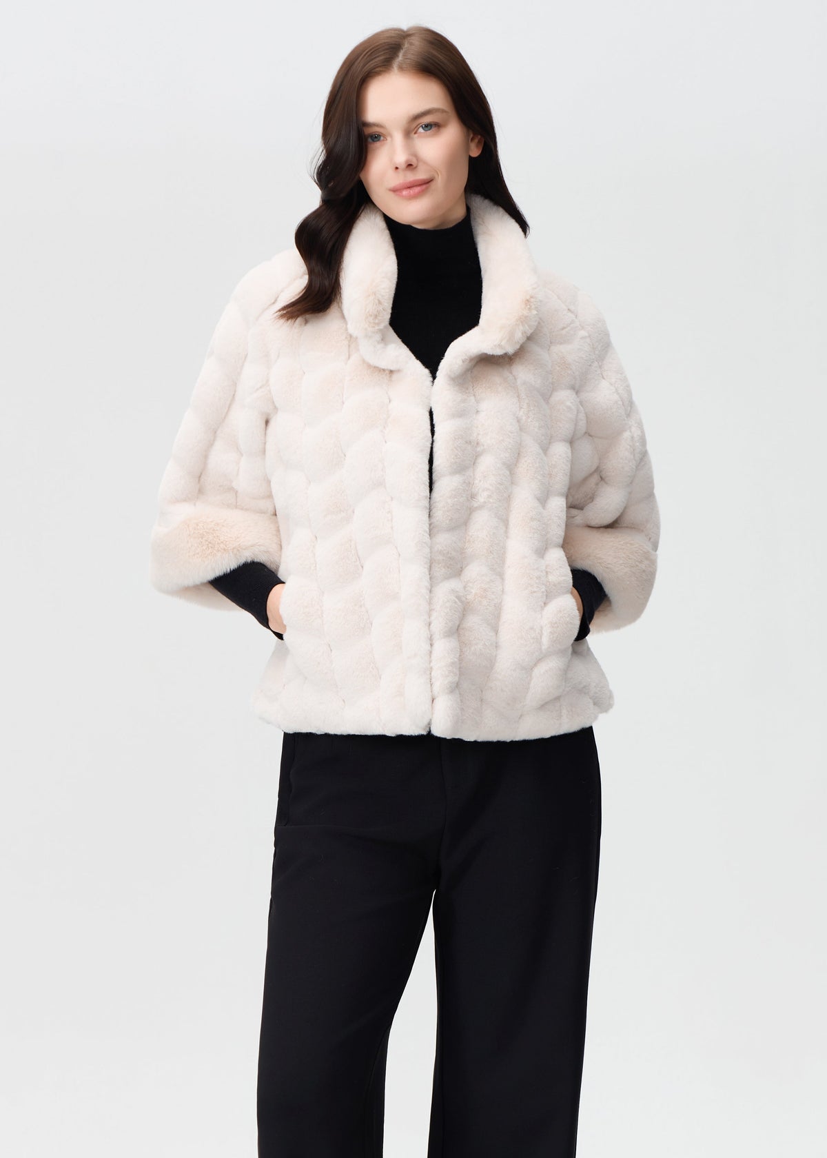 Nikki Jones - Faux Fur 3/4 Sleeve Capelet