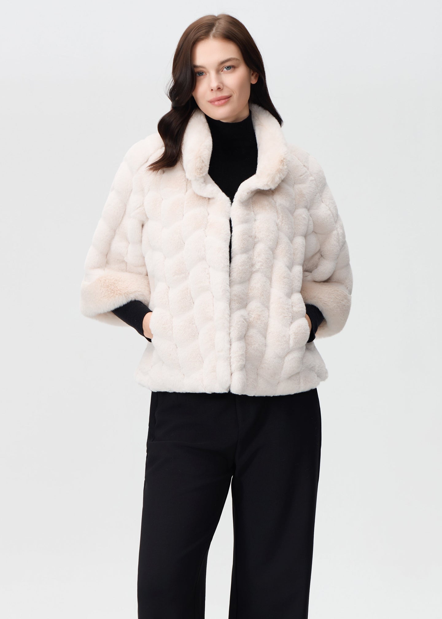 Nikki Jones - Faux Fur 3/4 Sleeve Capelet