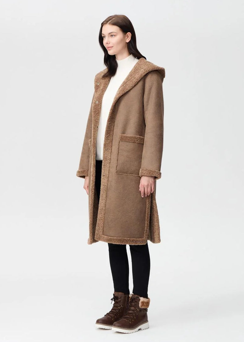 Nikki Jones - Hooded Reversible Shearling Long Coat