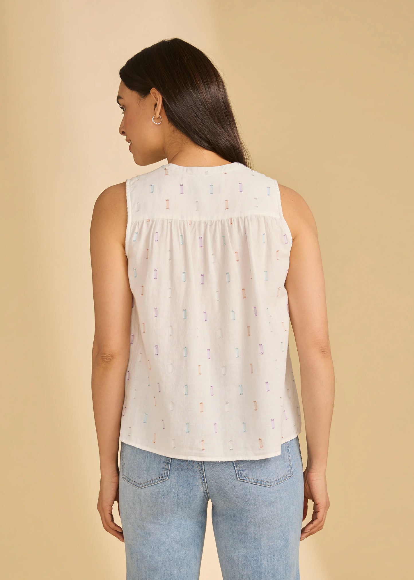 French Dressing Jeans - Sleeveless V-Neck White Blouse - SALE - ONLINE EXCLUSIVE
