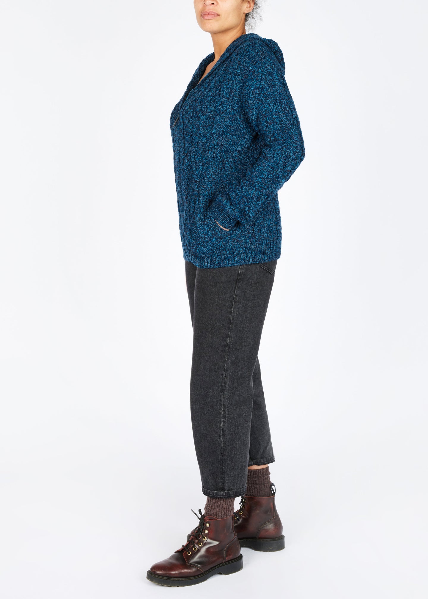 Irelands Eye - Ash Aran Zipped Hooded Jacket - SALE