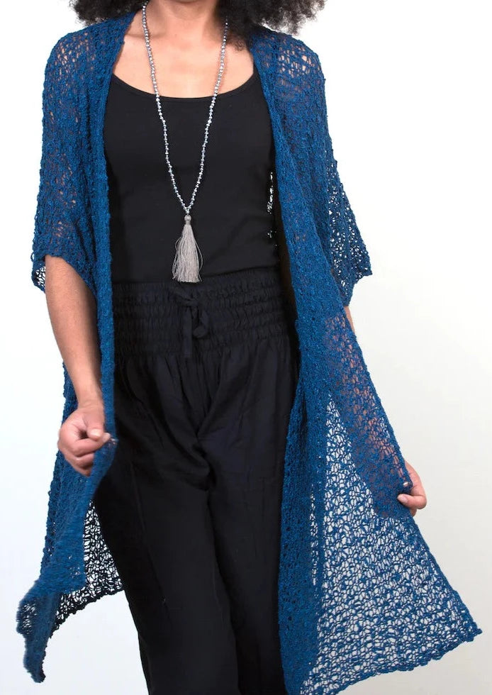 Suzie Blue - Popcorn Knit Kimono