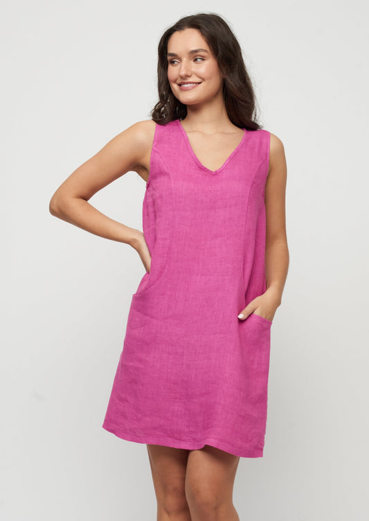 Pistache - Sleeveless Linen Pocket Dress