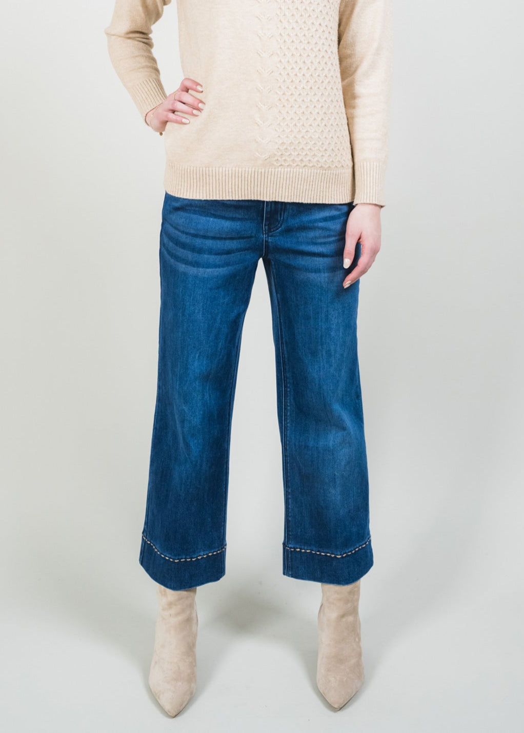 Lisette - Amelia Wide Leg Pick Stich Hem Jean