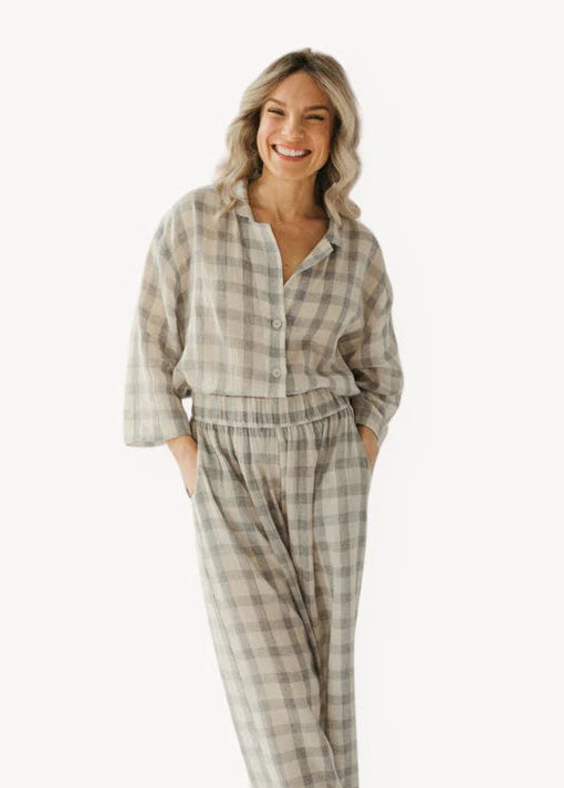 Pokoloko -  Plaid Shirt Blouse with Buttons - SALE