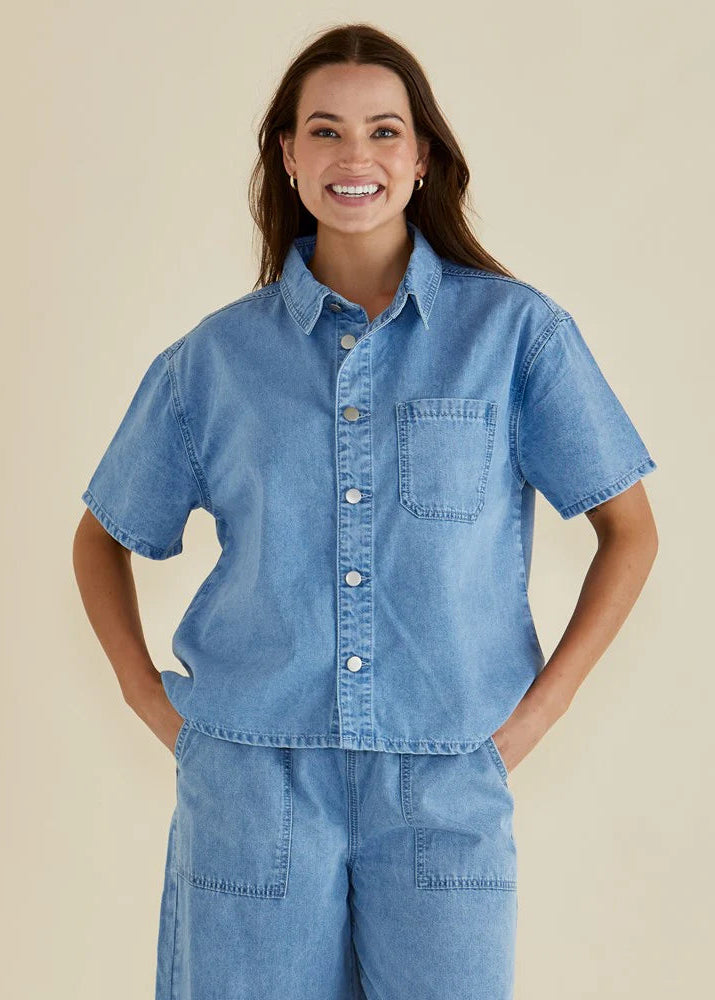 Betty Basics - Saffra Short Sleeve Denim Shirt
