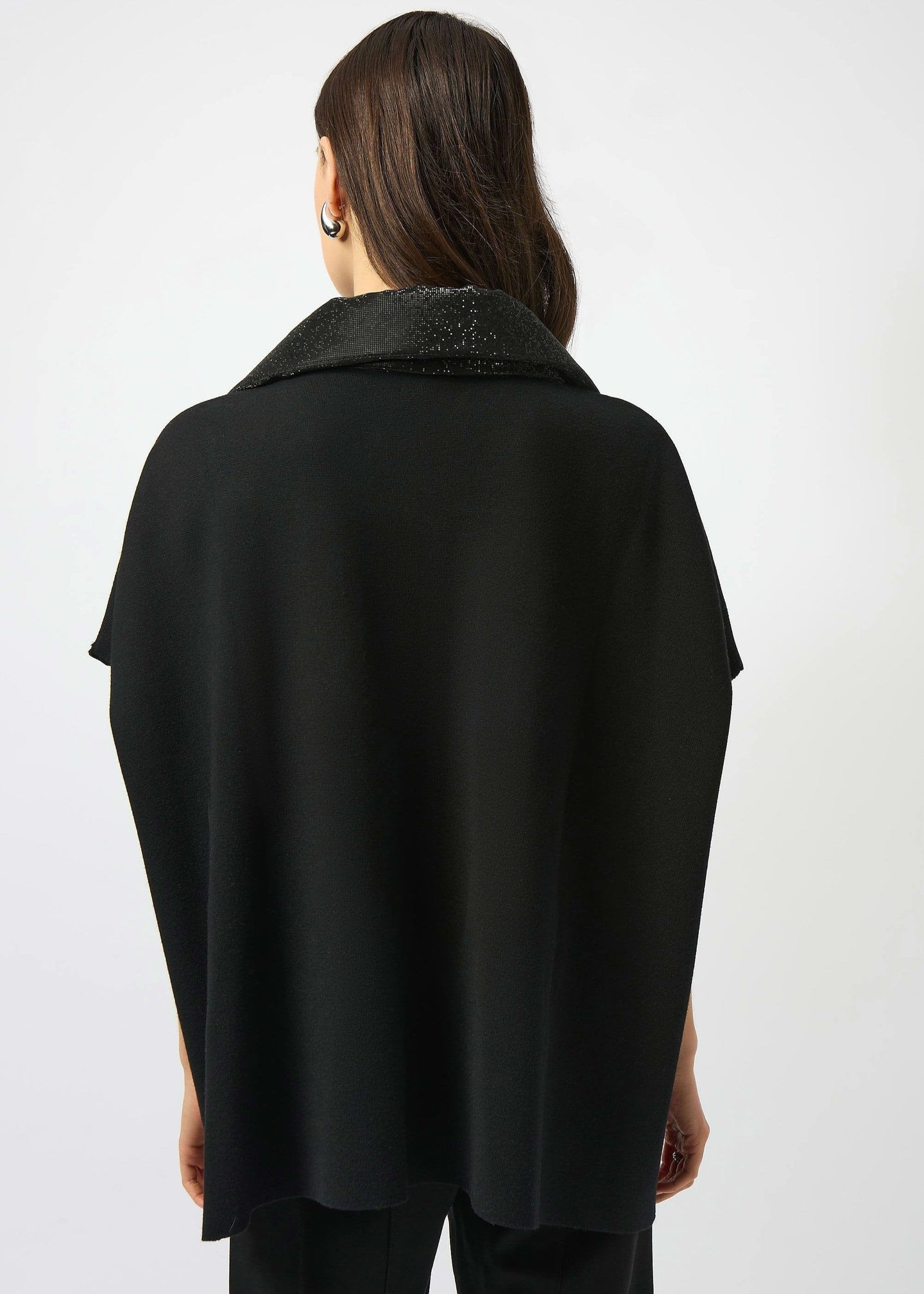 Faux Leather Trimmed Poncho Sleeve Jacket - GIFT CARD WITH PURCHASE